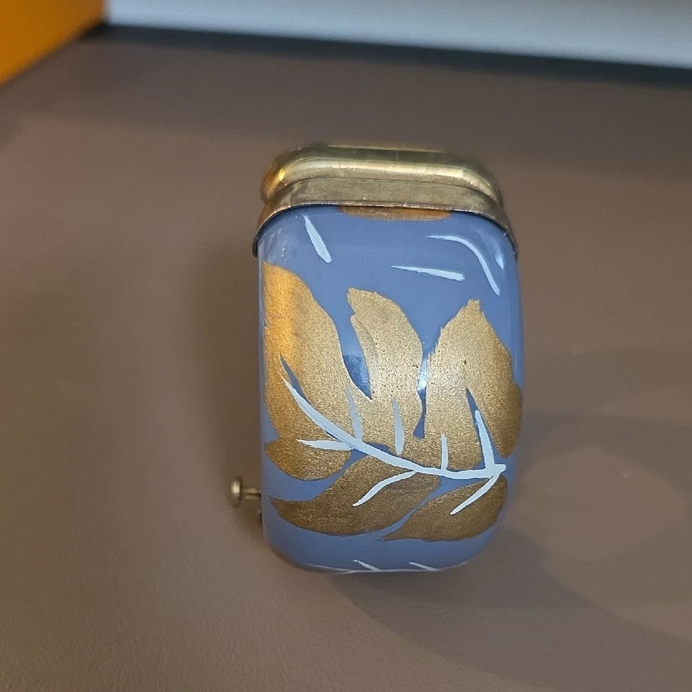 Blue and Gold Leaf Design Bangle - Picture 3 of 5